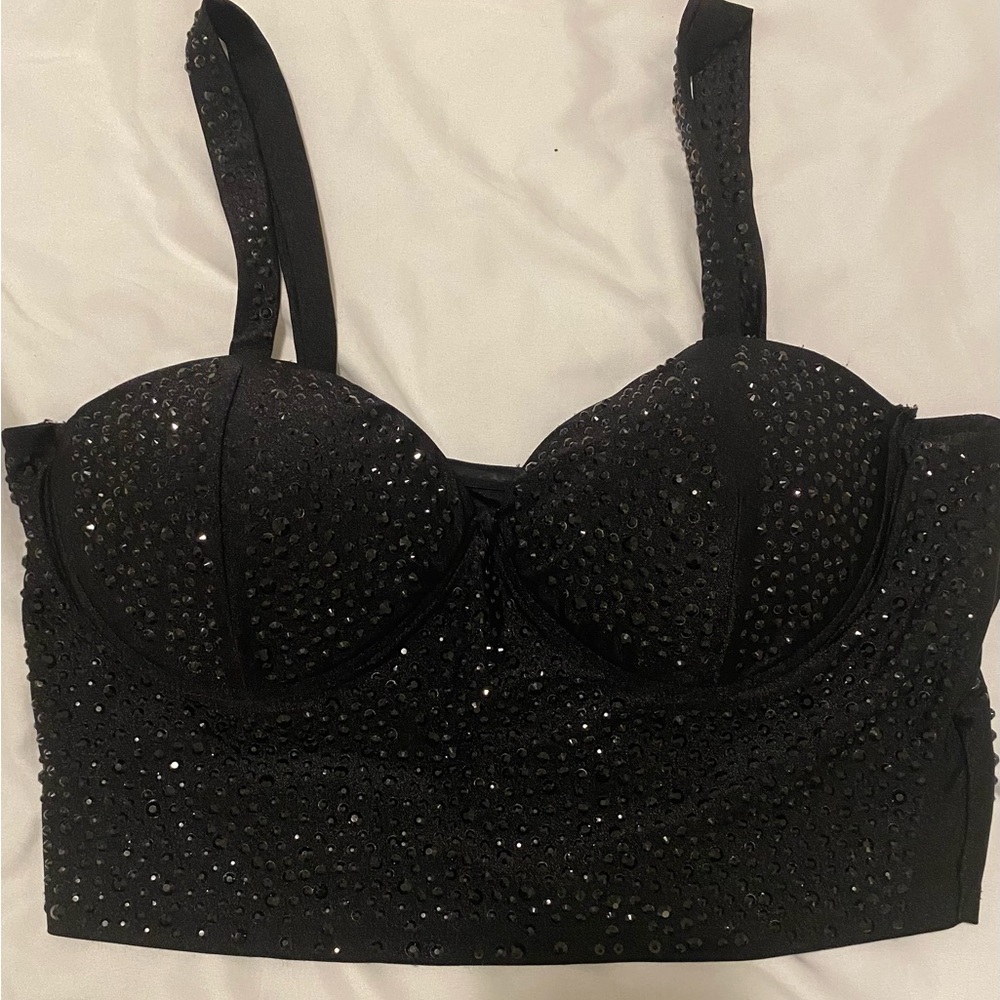 Revamped Black Studded Bustier